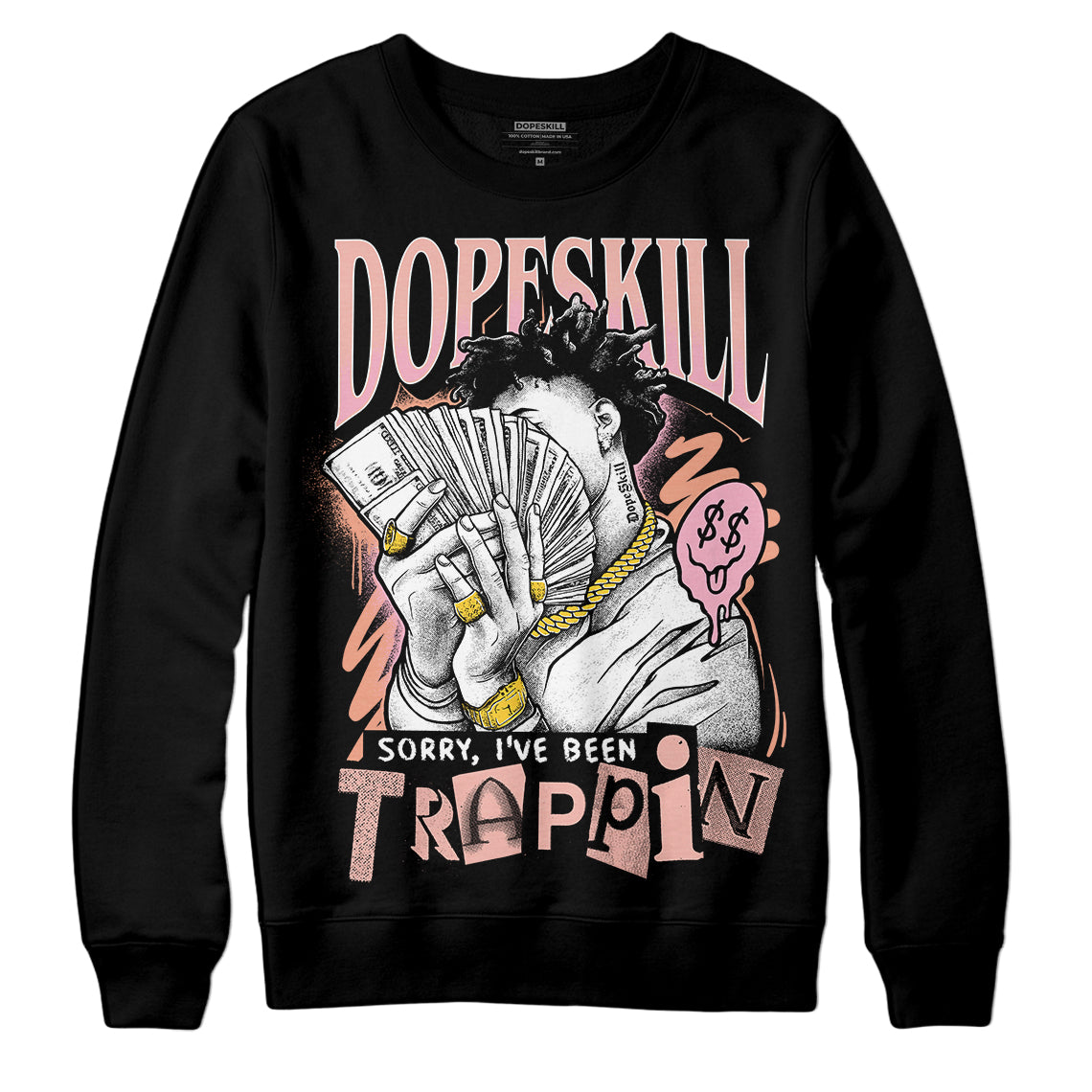 Jordan 11 Low “Legend Pink” DopeSkill Sweatshirt Sorry I've Been Trappin Graphic Streetwear - Black