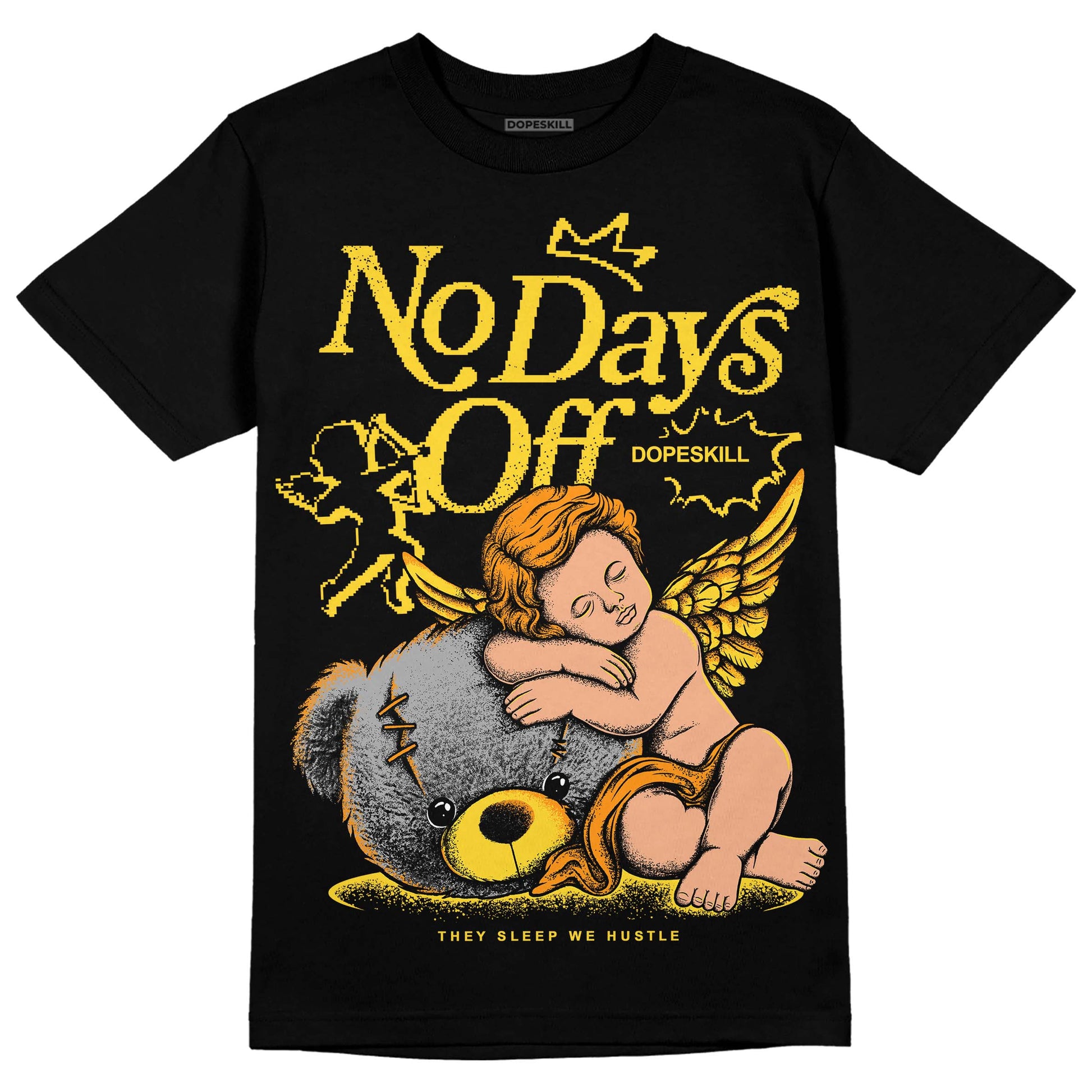 Jordan 4 Thunder DopeSkill T-Shirt New No Days Off Graphic Streetwear - Black