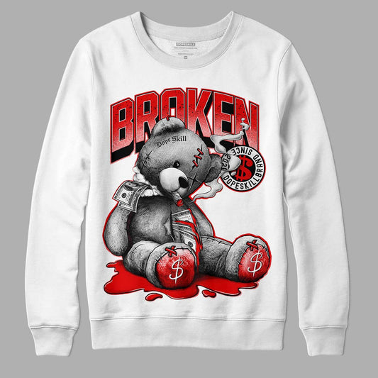 Jordan 4 Retro Red Cement DopeSkill Sweatshirt Sick Bear Graphic Streetwear - White