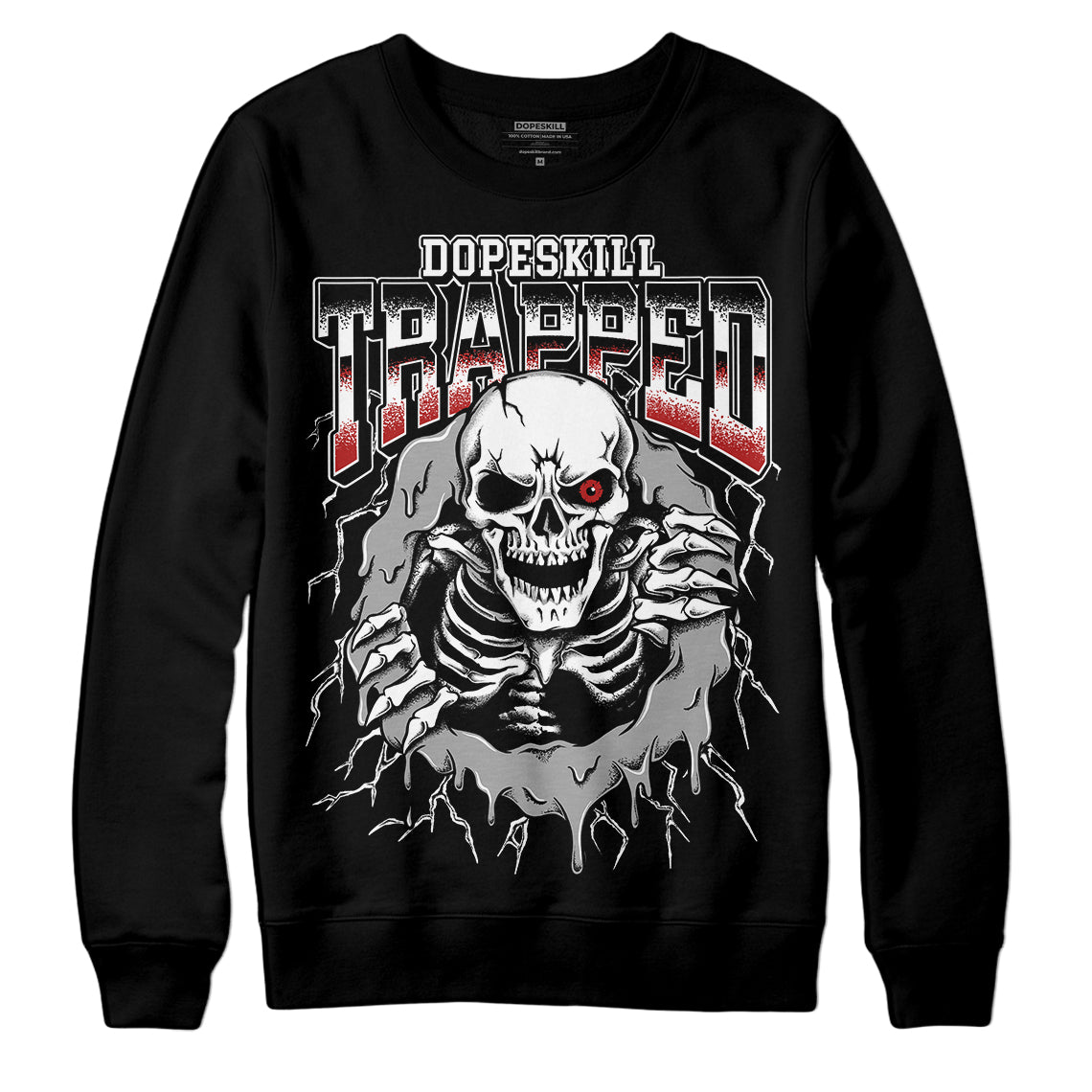 Jordan 14 "Black/White" DopeSkill Sweatshirt Trapped Halloween Graphic Streetwear - Black