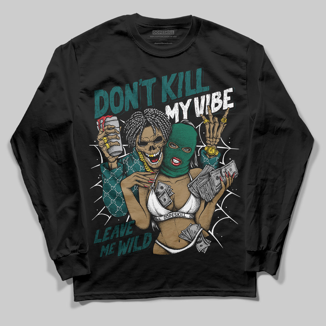 ASICS Gel-1130 'White Dark Neptune' DopeSkill Long Sleeve T-Shirt Don't Kill My Vibe Graphic Streetwear - Black