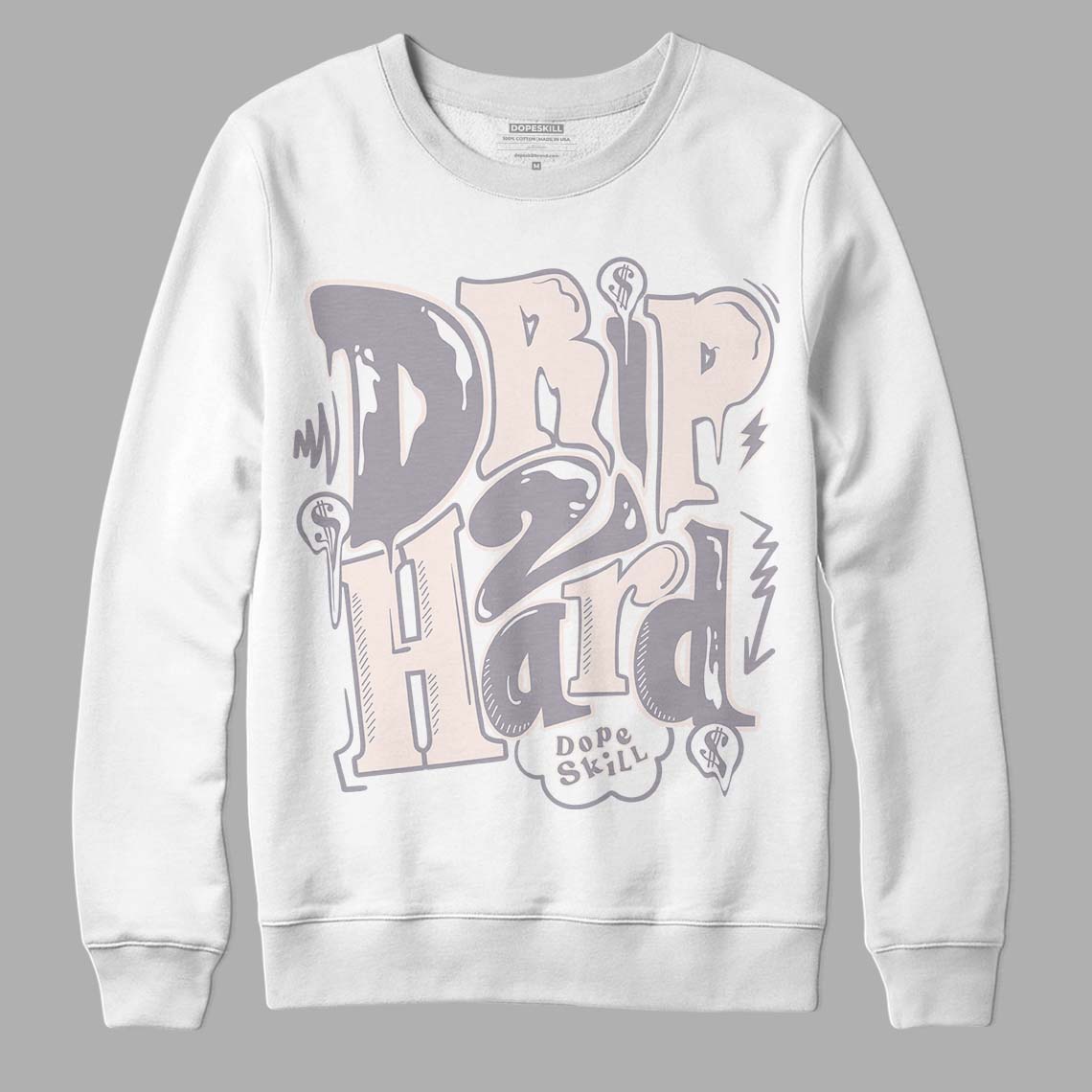 Jordan 2 Cement Grey DopeSkill Sweatshirt Drip Too Hard Graphic Streetwear - White