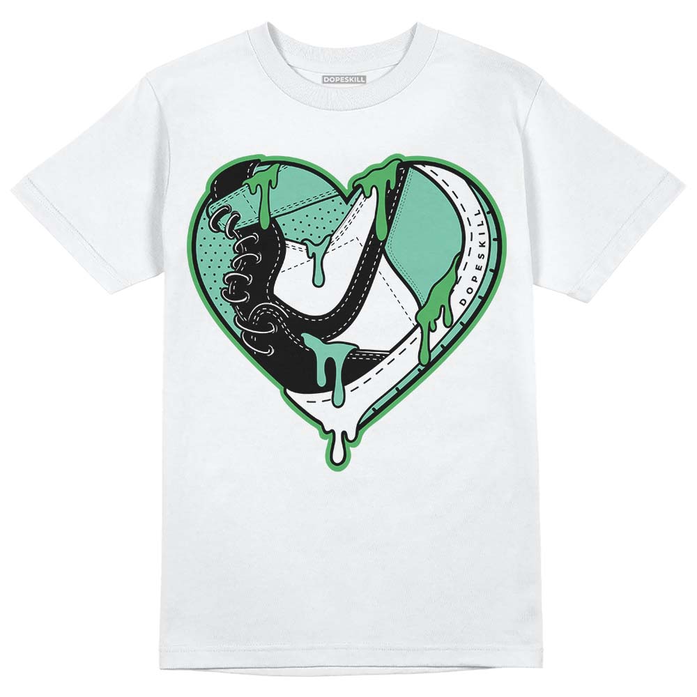 Jordan 1 High OG Green Glow DopeSkill T-Shirt Heart Jordan 1 Graphic Streetwear - White