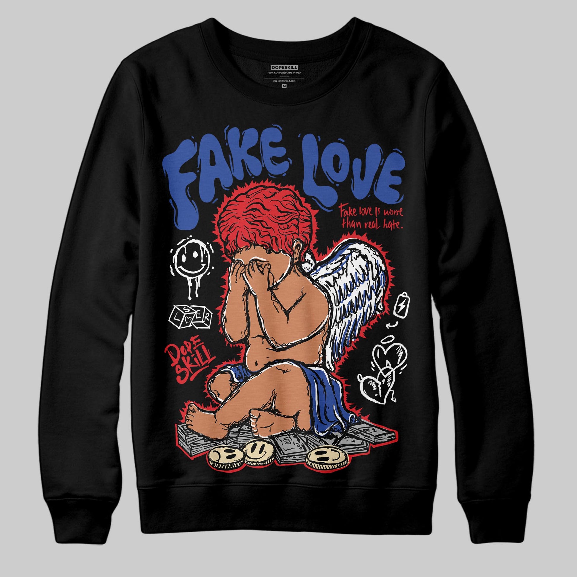 Jordan 3 “Seoul 2.0” DopeSkill Sweatshirt False Love Graphic Streetwear - Black