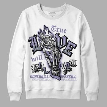 Jordan 5 Retro Low Indigo Haze DopeSkill Sweatshirt True Love Will Kill You Graphic Streetwear - White 