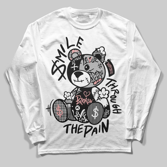 Harris Tweed x Wmns Dunk Low 'Black Phantom' DopeSkill Long Sleeve T-Shirt Smile Through The Pain Graphic Streetwear - White 