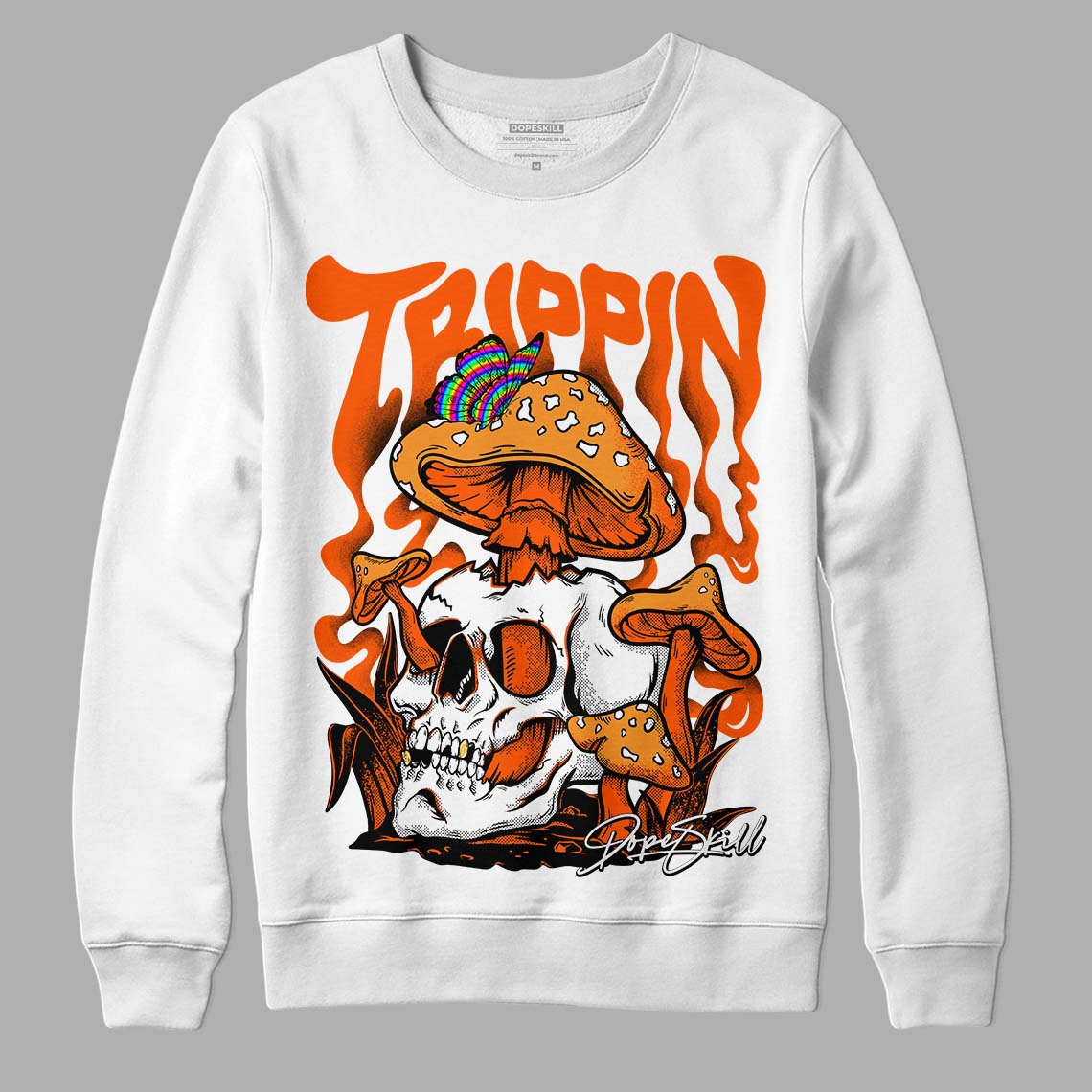 Jordan 12 Retro Brilliant Orange DopeSkill Sweatshirt Trippin Graphic Streetwear - White