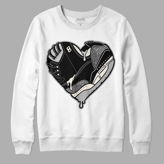 Jordan 3 “Off Noir” DopeSkill Sweatshirt Heart Jordan 3 Graphic Streetwear - White