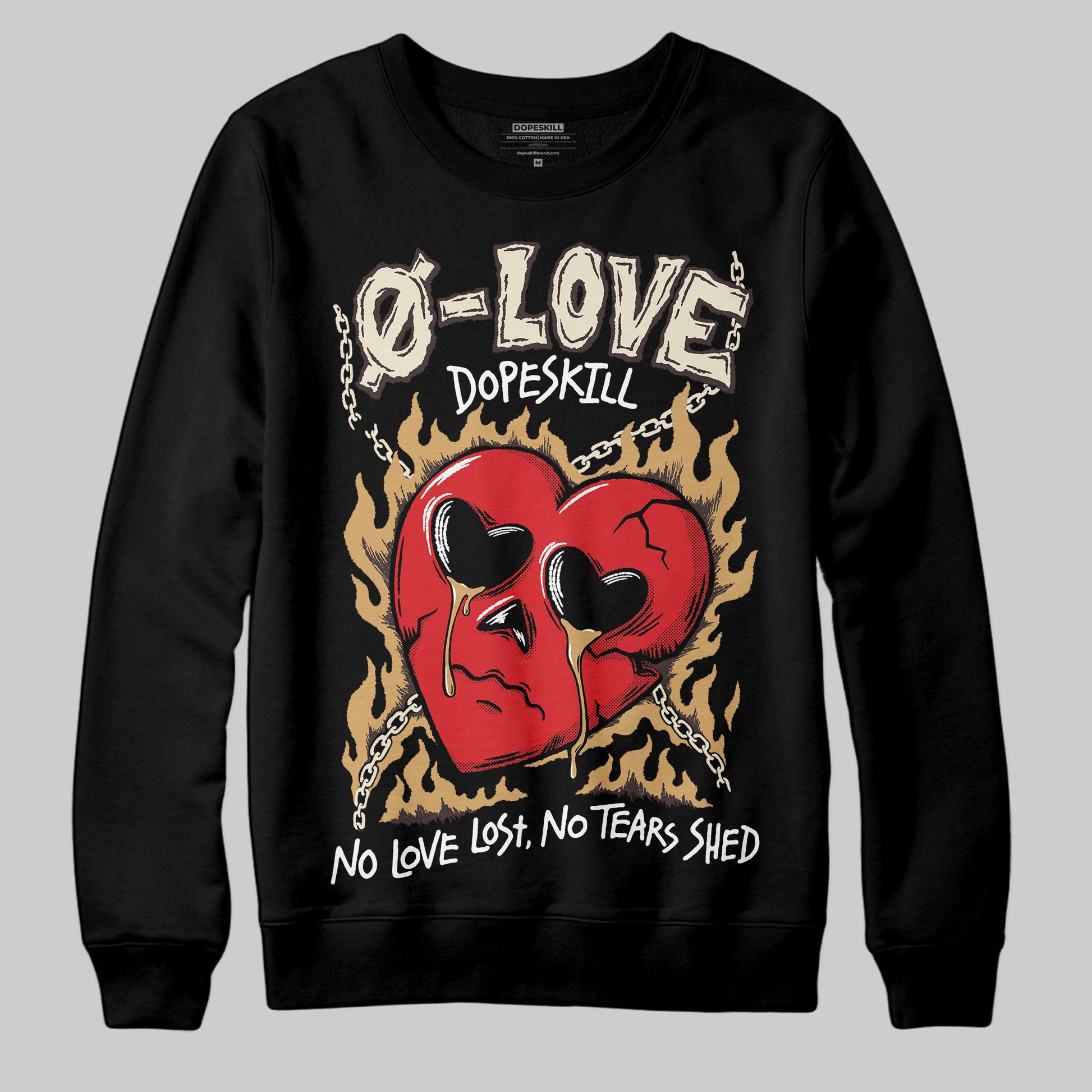 Jordan 5 “Earth/Metallic Gold” DopeSkill Sweatshirt Crying Heart Graphic Streetwear - Black