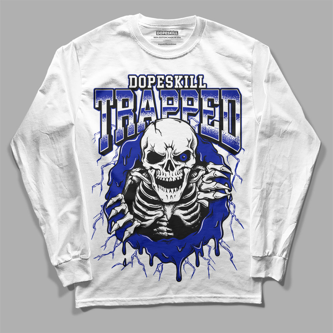 Dunk Low Racer Blue White DopeSkill Long Sleeve T-Shirt Trapped Halloween Graphic Streetwear - WHite