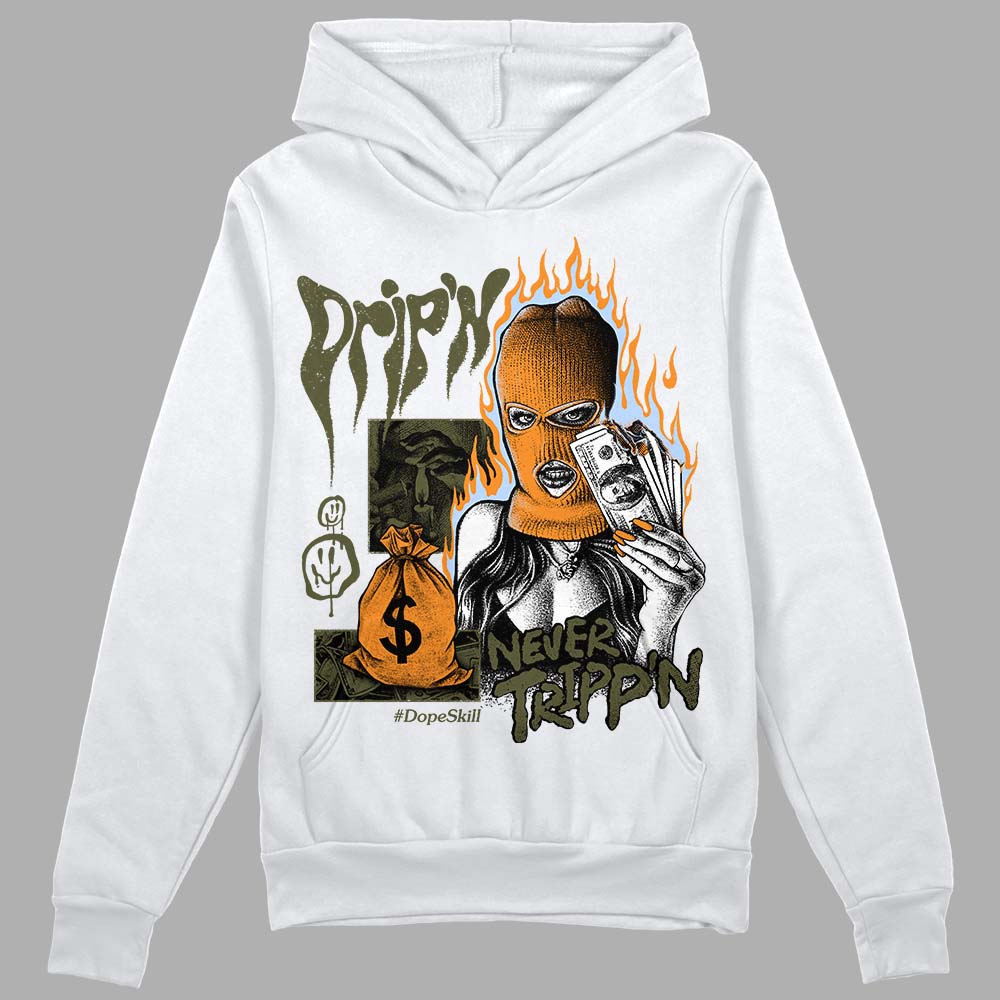 Jordan 5 "Olive" DopeSkill Hoodie Sweatshirt Drip'n Never Tripp'n Graphic Streetwear - White 