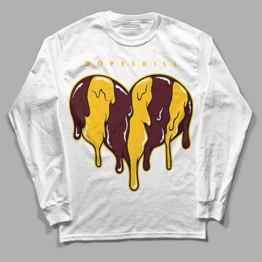 Dunk Yellow Bordeaux DopeSkill Long Sleeve T-Shirt Slime Drip Heart Graphic Streetwear - White