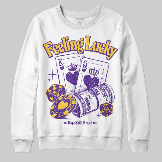 PURPLE Sneakers DopeSkill Sweatshirt Feeling Lucky Graphic Streetwear - White 