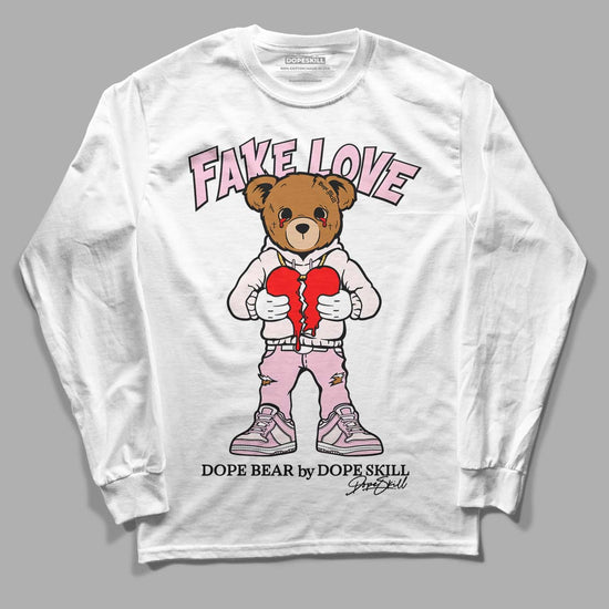 Dunk Low LX Pink Foam DopeSkill Long Sleeve T-Shirt Fake Love Graphic Streetwear - White