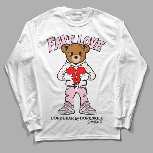 Dunk Low LX Pink Foam DopeSkill Long Sleeve T-Shirt Fake Love Graphic Streetwear - White