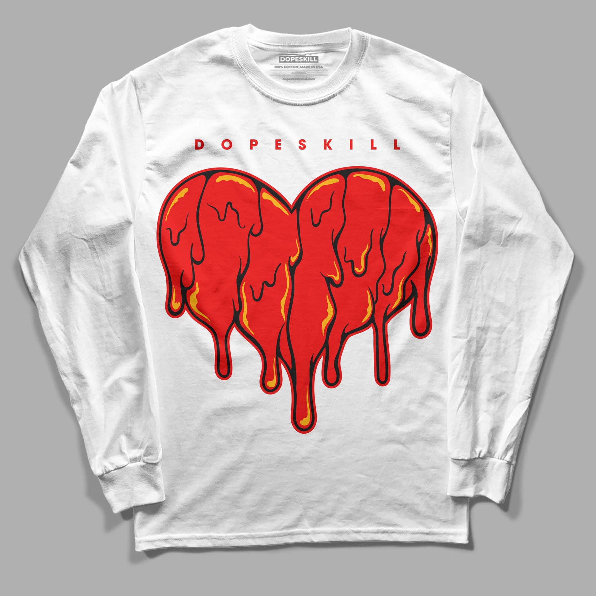 Red Sneakers DopeSkill Long Sleeve T-Shirt Slime Drip Heart Graphic Streetwear - White