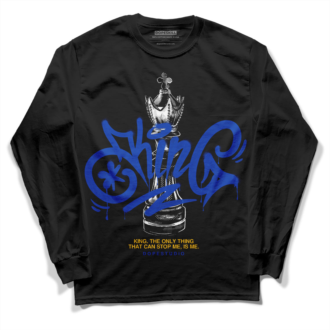 Jordan 14 “Laney” DopeSkill Long Sleeve T-Shirt King Chess Graphic Streetwear  - Black 