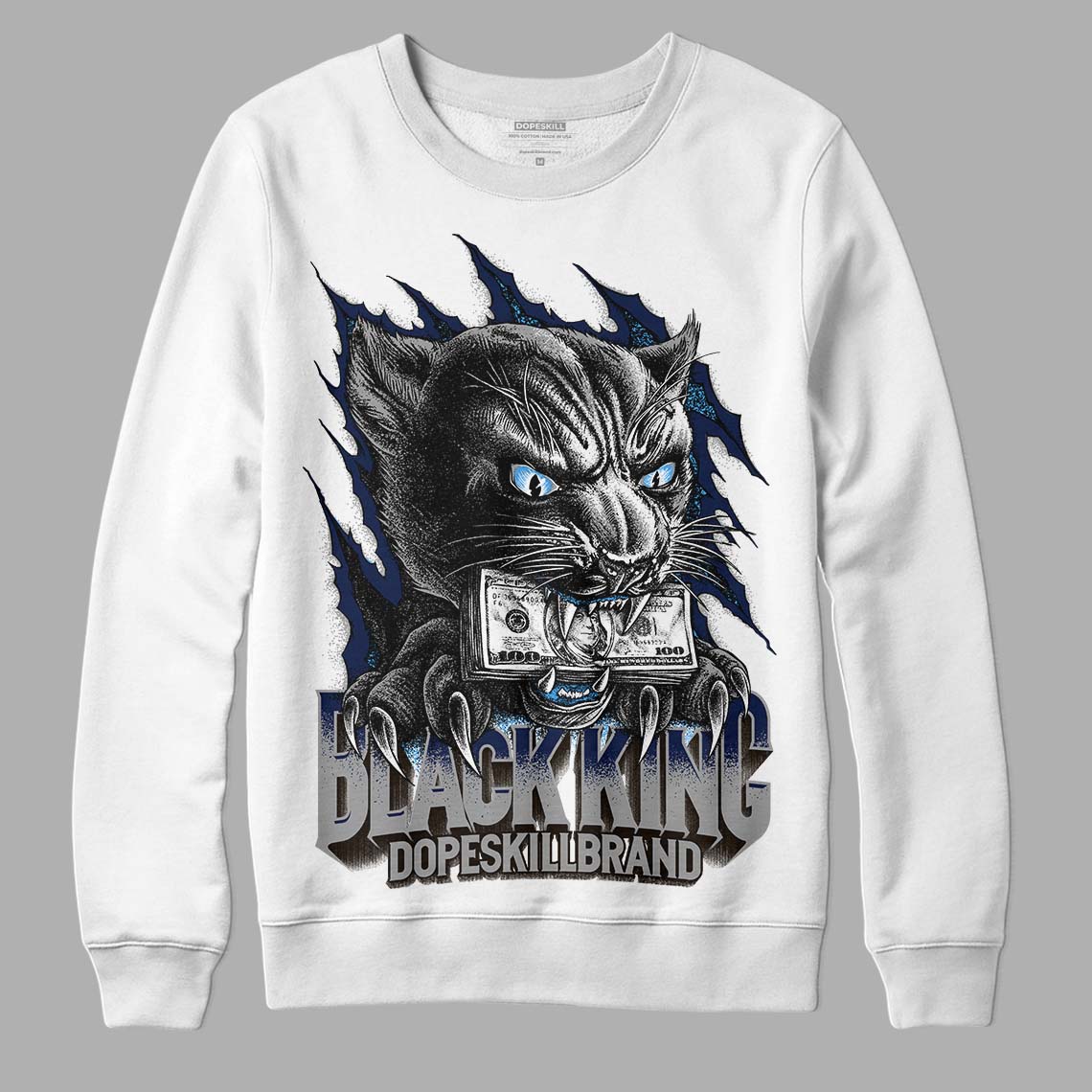 Jordan 3 "Midnight Navy" DopeSkill Sweatshirt Black King Graphic Streetwear - White 