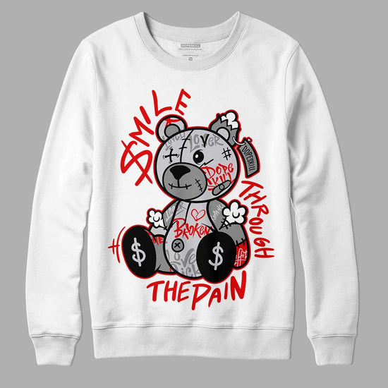 Jordan 2 Retro "Black Cement" DopeSkill Sweatshirt Smile Through The Pain Graphic Streetwear - White