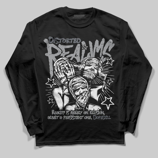 Jordan 5 Retro Wolf Grey (2026) DopeSkill Long Sleeve T-Shirt Distorted Realms Graphic Streetwear - Black