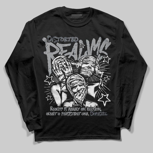Jordan 5 Retro Wolf Grey (2026) DopeSkill Long Sleeve T-Shirt Distorted Realms Graphic Streetwear - Black