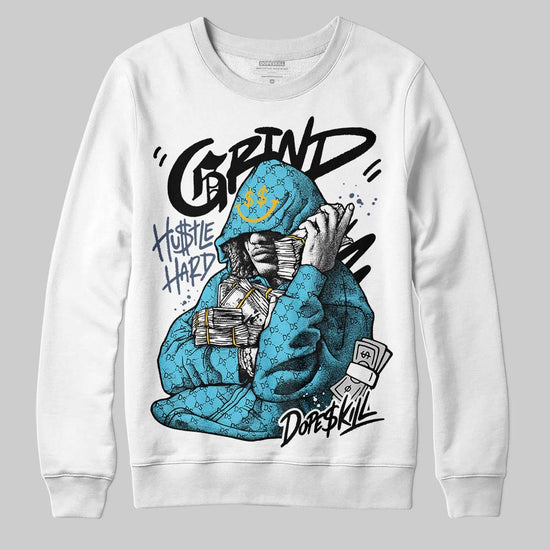 Jordan 11 Retro Gamma Blue (2025) DopeSkill Sweatshirt Grind Pray Graphic Streetwear - White