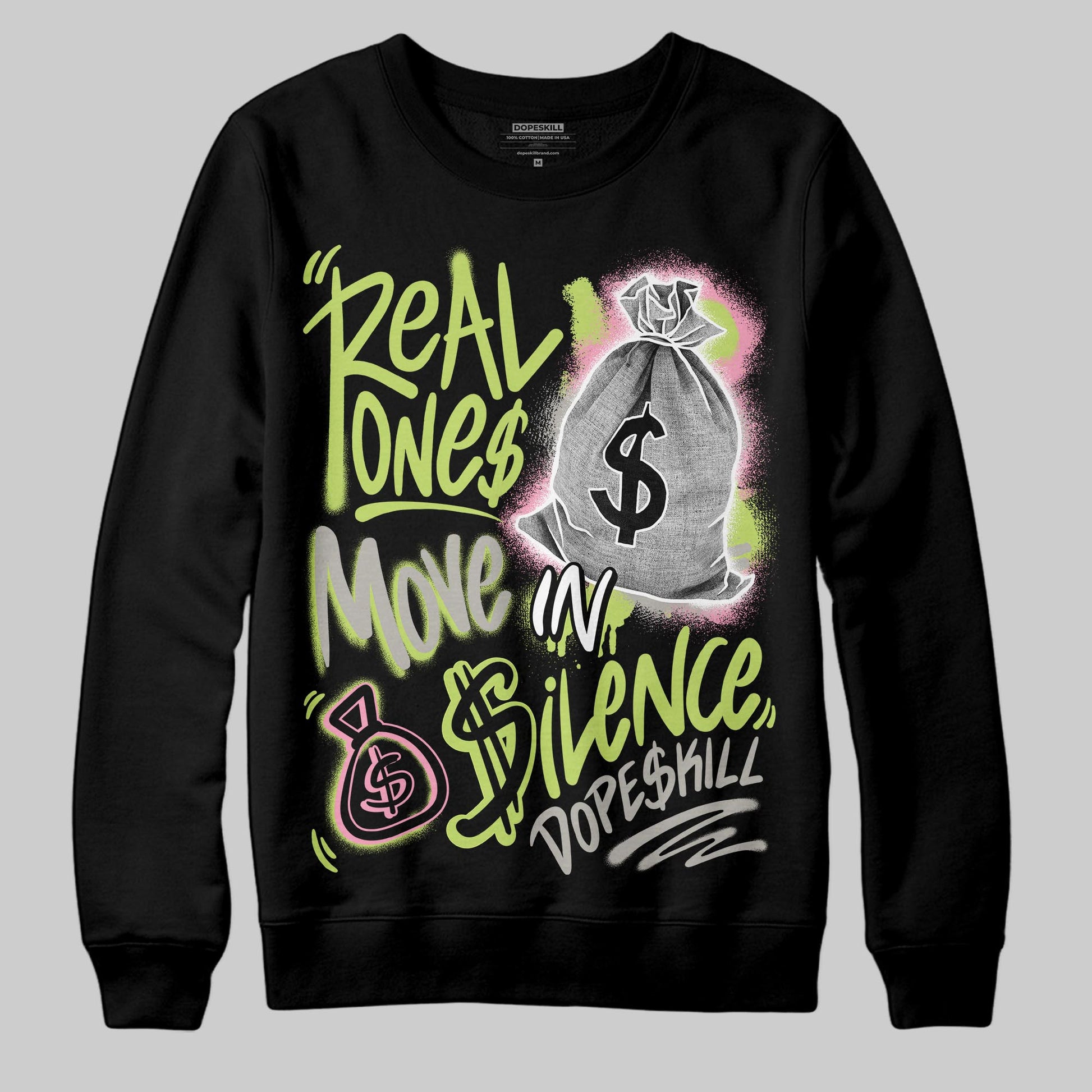 Chase B x Travis Scott x Jordan Jumpman Jack DopeSkill Sweatshirt Real Ones Move In Silence Graphic Streetwear - Black