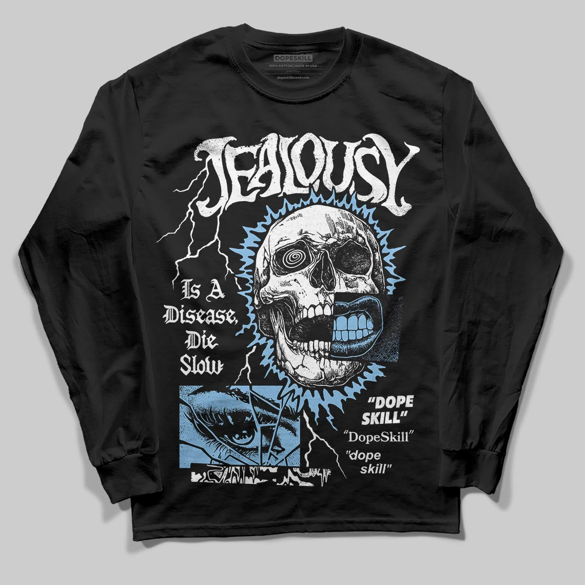 University Blue Sneakers DopeSkill Long Sleeve T-Shirt Jealousy Graphic Streetwear - Black