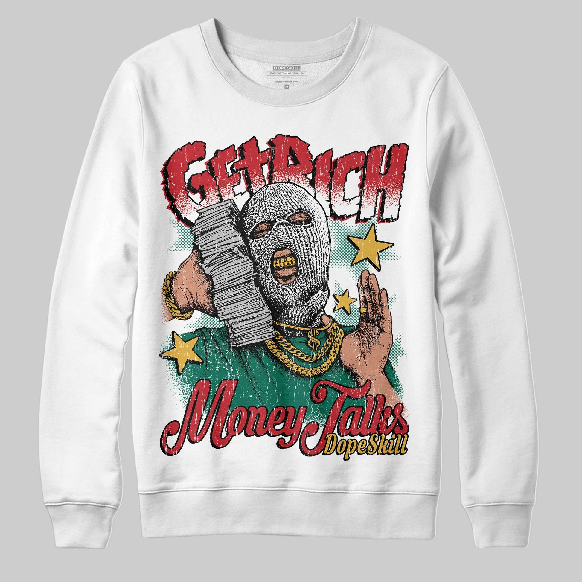 Jordan 3 Mexico 'El Vuelo' DopeSkill Sweatshirt Get Rich Graphic Streetwear - White