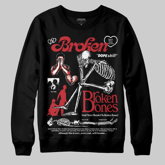 Jordan 11 Retro Low Bred (2025) DopeSkill Sweatshirt Broken Bones Graphic Streetwear - Black