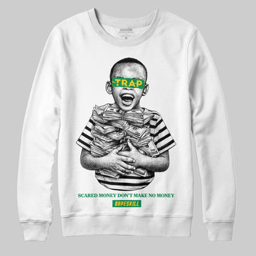 Green Sneakers DopeSkill Sweatshirt Scared Money Don't Make No Money Graphic Streetwear - White 