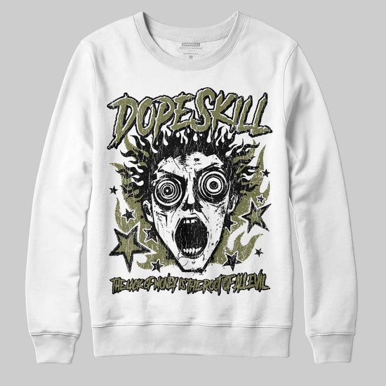 Olive Sneakers DopeSkill Sweatshirt Root of Evil Graphic Streetwear - White