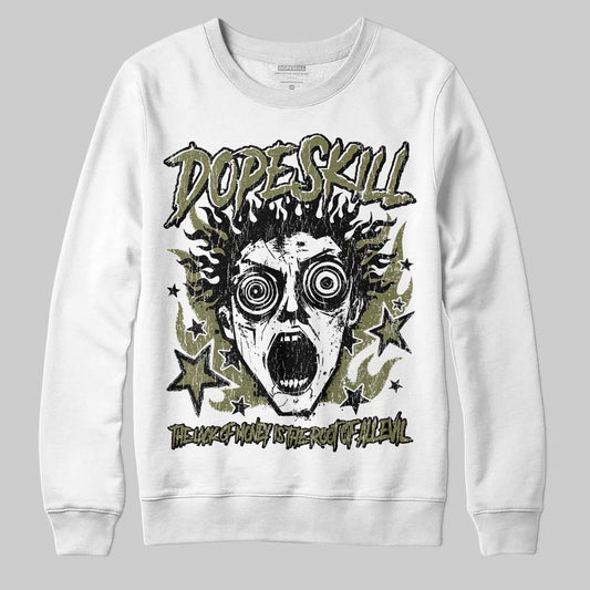 Olive Sneakers DopeSkill Sweatshirt Root of Evil Graphic Streetwear - White
