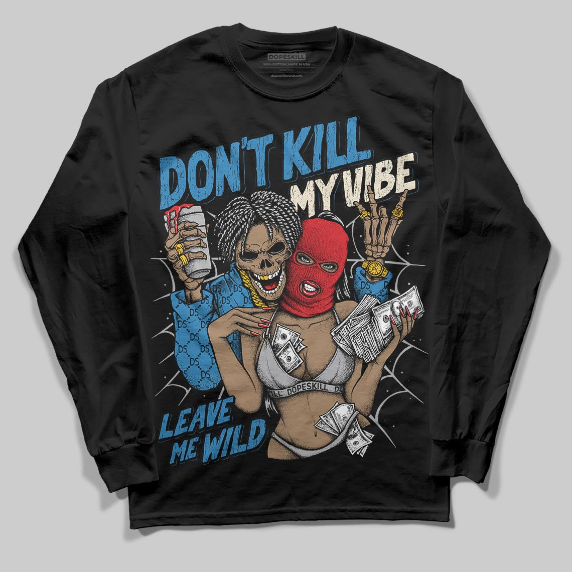 Jordan 3 Retro OG Rare Air DopeSkill Long Sleeve T-Shirt Don't Kill My Vibe Graphic Streetwear - Black