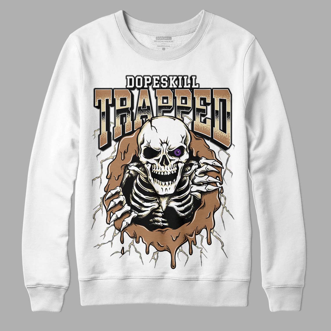 Jordan 6 WMNS Gore-Tex Brown Kelp DopeSkill Sweatshirt Trapped Halloween Graphic Streetwear - WHite