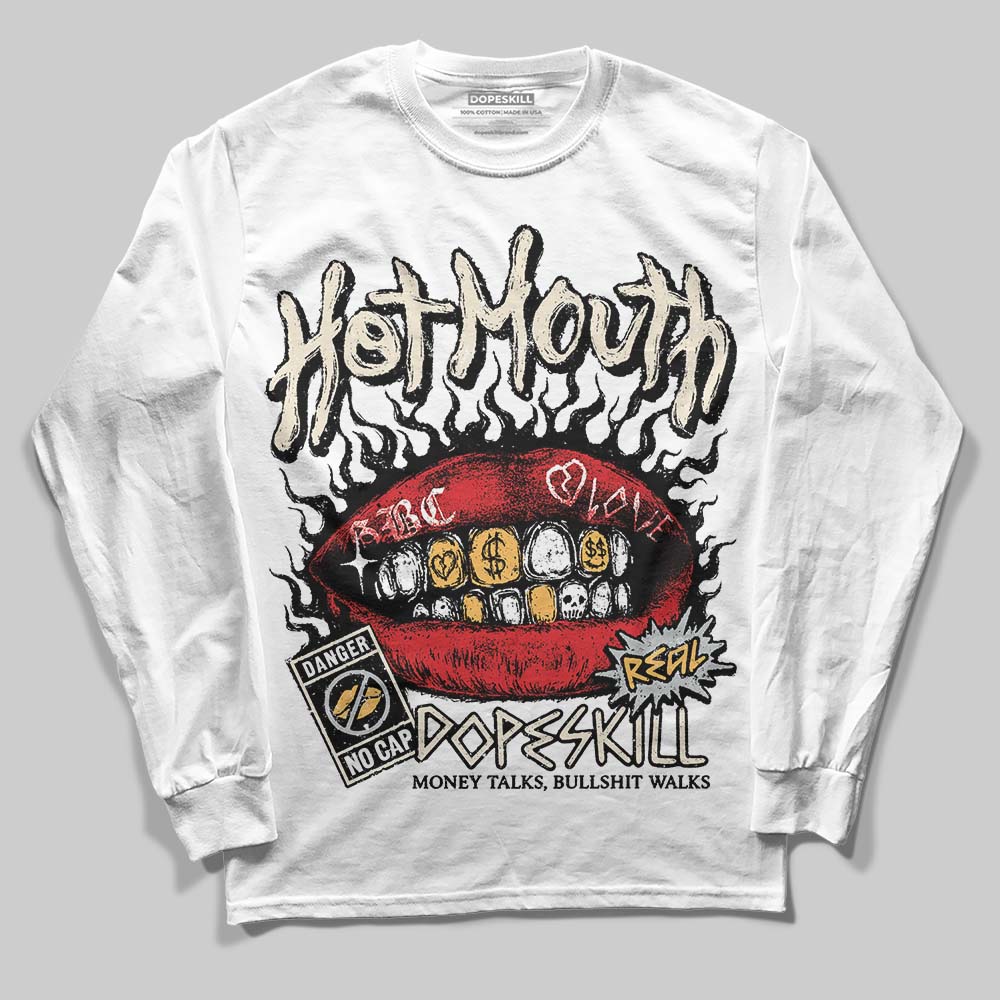 Jordan 5 Retro Reverse Metallic DopeSkill Long Sleeve T-Shirt Hot Mouth Graphic Streetwear - White