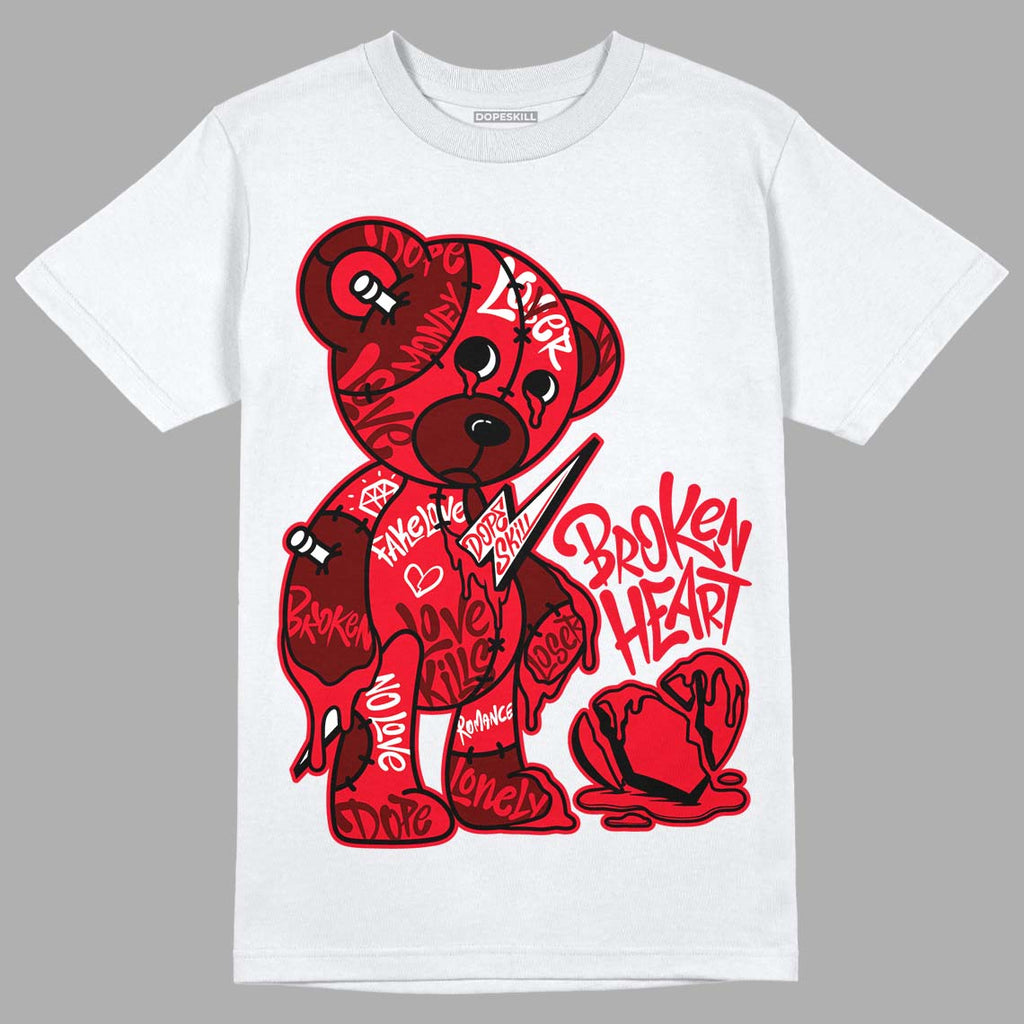 Jordan 4 Red Thunder DopeSkill T-Shirt Broken Heart Graphic Streetwear - White