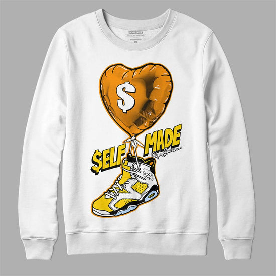 Jordan 6 “Yellow Ochre” DopeSkill Sweatshirt Self Made Graphic Streetwear - White