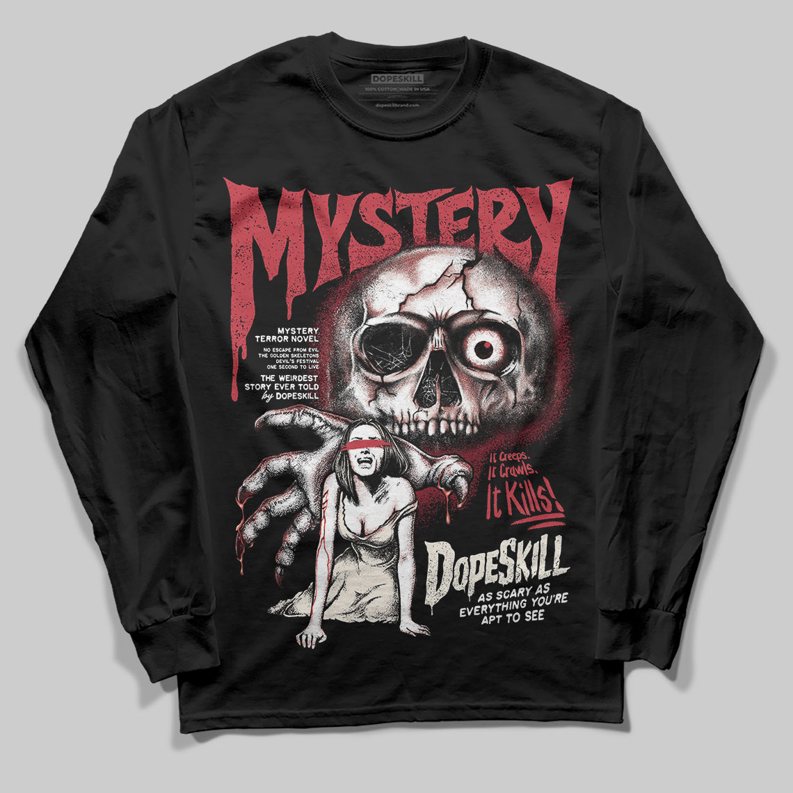 Jordan 4 “Sierra Red" DopeSkill Long Sleeve T-Shirt Mystery Ghostly Grasp Graphic Streetwear - Black
