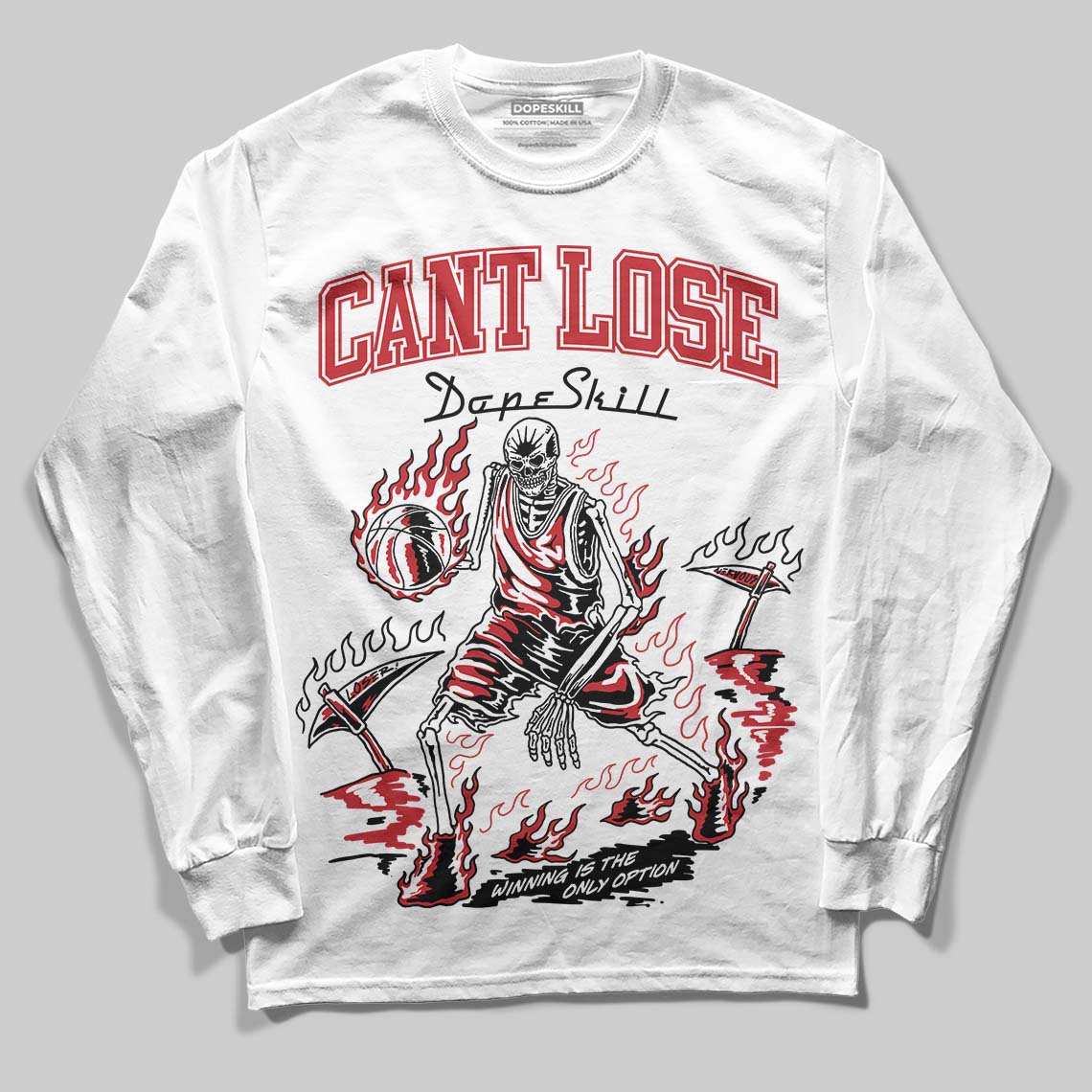 Jordan 5 Retro Fire Red Black Tongue (2025) DopeSkill Long Sleeve T-Shirt Cant Lose Graphic Streetwear - White
