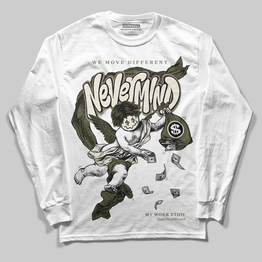 Jordan 3 “Medium Olive” aka “Family Affair” DopeSkill Long Sleeve T-Shirt Nevermind Graphic Streetwear - White