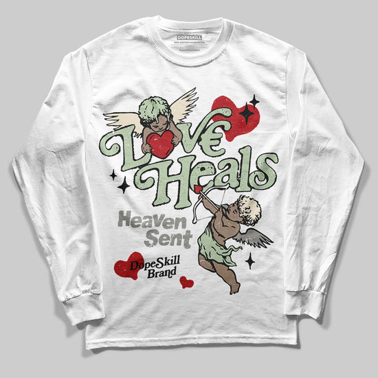 Jordan 4 WMNS “Seafoam” (2025) DopeSkill Long Sleeve T-Shirt New Love Heals Graphic Streetwear - White