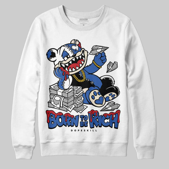 Jordan 1 Low Travis Scott x Fragment DopeSkill Sweatshirt Born To Be Rich Graphic Streetwear - White