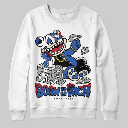Jordan 1 Low Travis Scott x Fragment DopeSkill Sweatshirt Born To Be Rich Graphic Streetwear - White