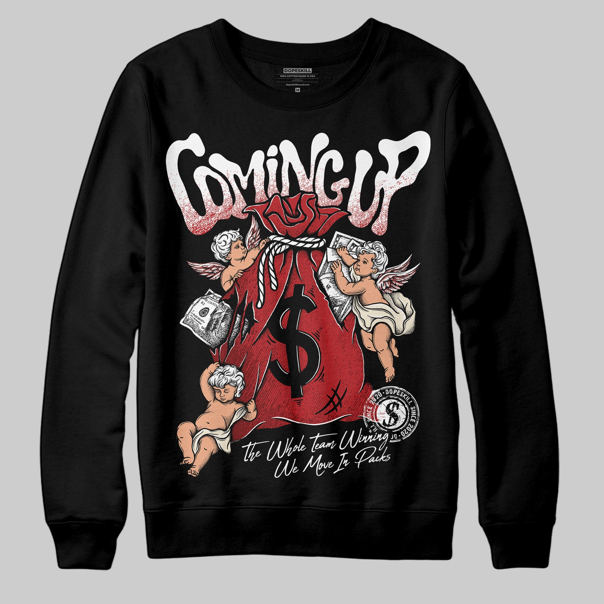 Jordan 1 Retro High OG Black Toe Reimagined DopeSkill Sweatshirt Money Bag Coming Up Graphic Streetwear - Black