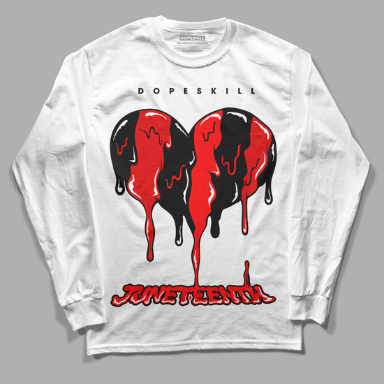 Jordan 1 Retro High OG "Satin Bred" DopeSkill Long Sleeve T-Shirt Juneteenth Heart Graphic Streetwear - White 