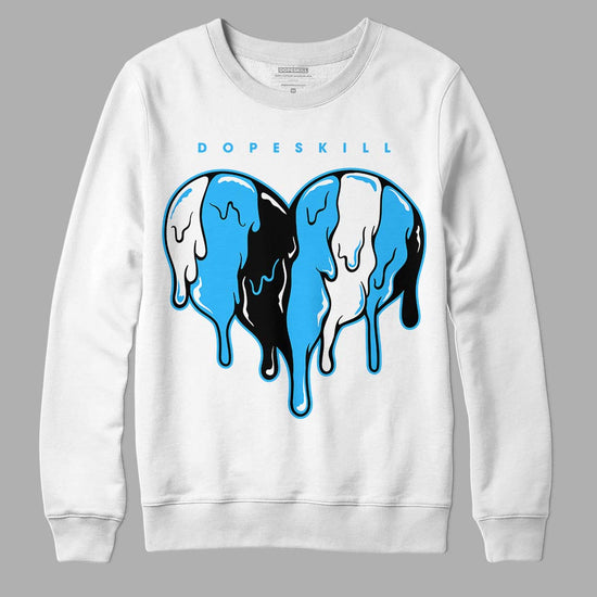 Jordan 1 High Retro OG “University Blue” DopeSkill Sweatshirt Slime Drip Heart Graphic Streetwear - White