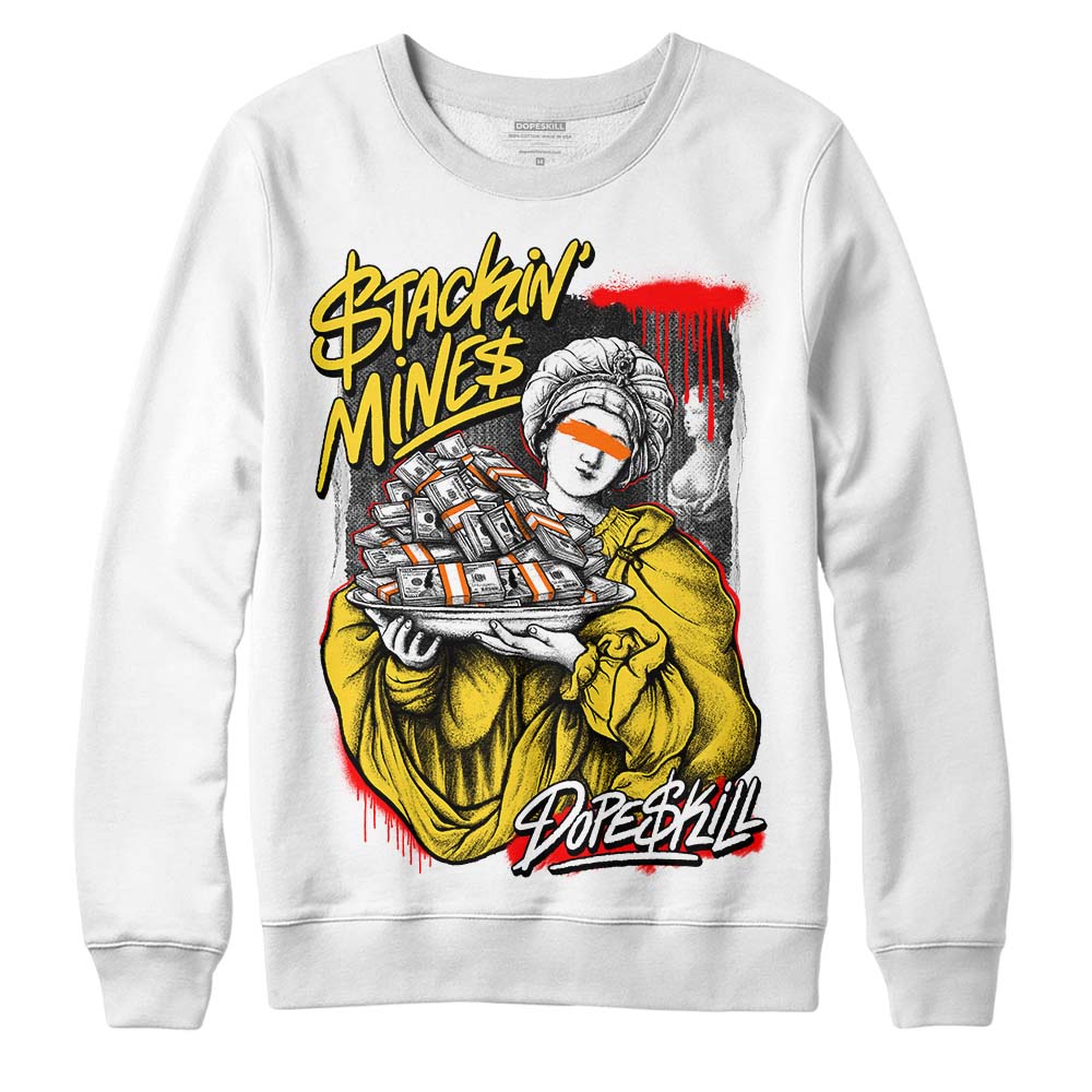 Jordan 4 Thunder DopeSkill Sweatshirt Stackin Mines Graphic Streetwear - White