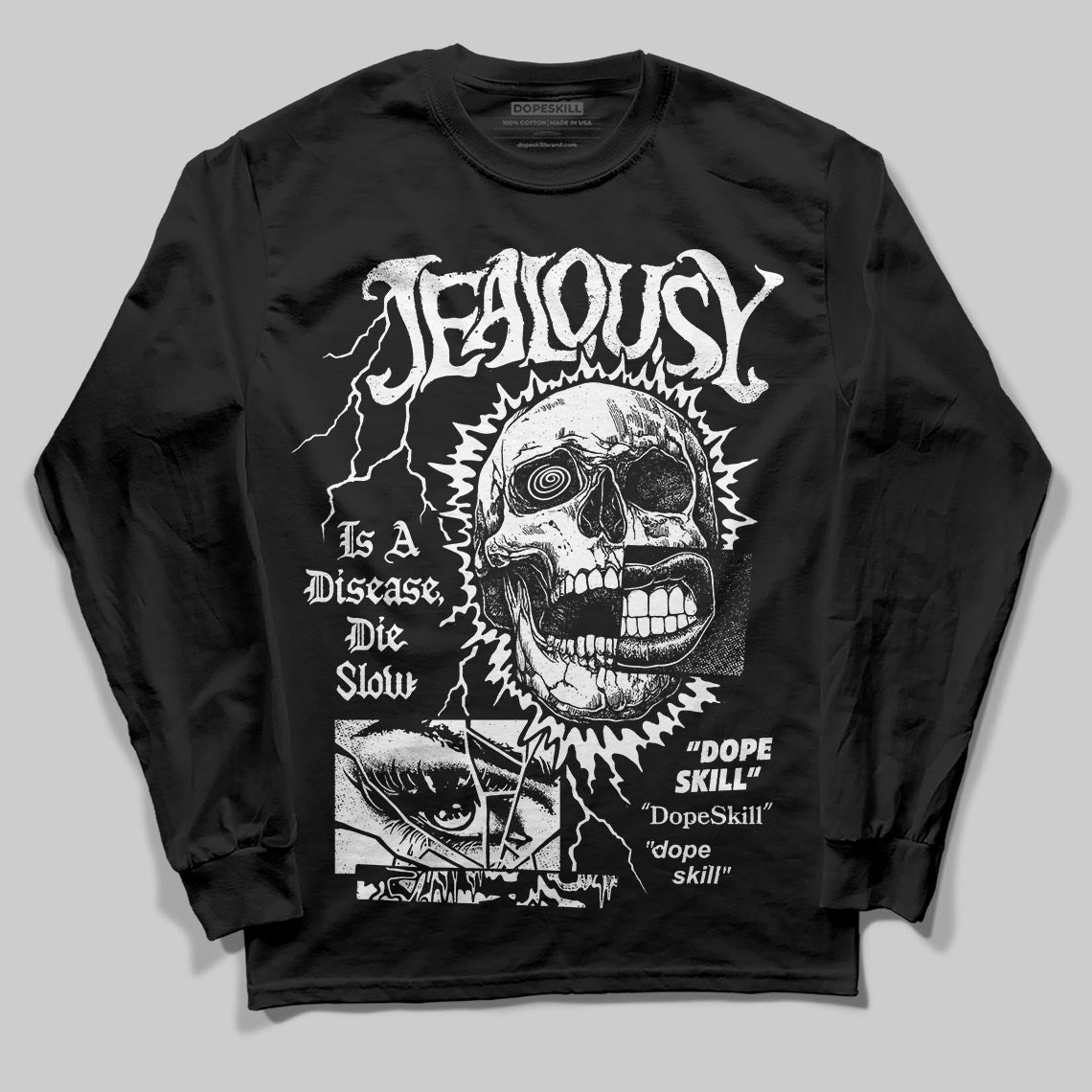 Black and White Sneakers DopeSkill Long Sleeve T-Shirt Jealousy Graphic Streetwear -= Black