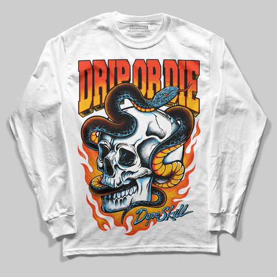Black and White Sneakers DopeSkill Long Sleeve T-Shirt Drip or Die Graphic Streetwear - White 